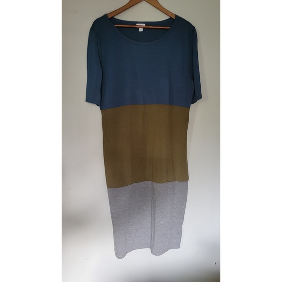 LULAROE 2XL XXL plus size JULIA DRESS- teal olive gray‎ Lularoe Maxi dress - Picture 7 of 9